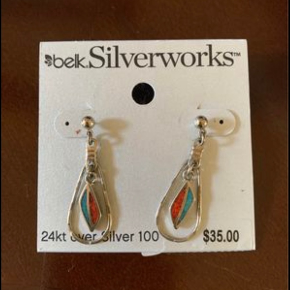 Belk Silverworks earrings; Brand new-never worn; 24kt over Silver 100